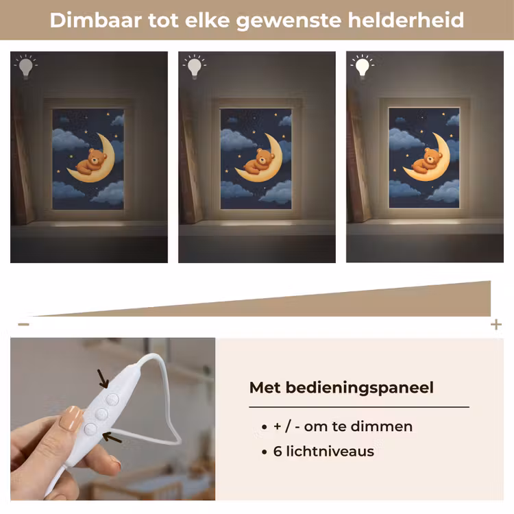 Teddybeer - Maan - Wolken - Sterren Light Box met kabel klein -USP_dimbaarNL