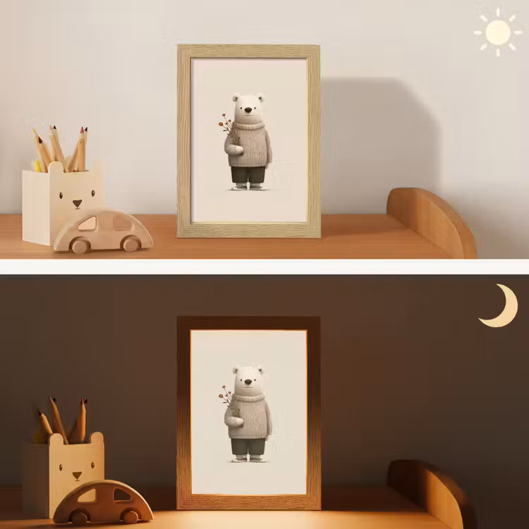 Knuffelbeer - Oranje bloemen - Vriendelijk Light Box met kabel klein -sfeer3_kind