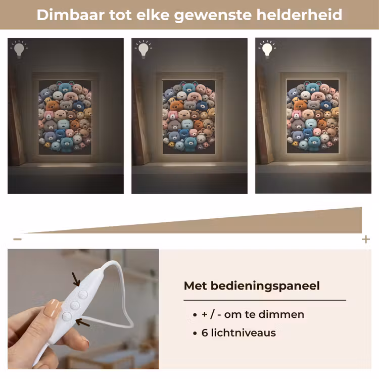 Teddybeer - Knuffel - Dieren - Meisjes - Jongens Light Box met kabel klein -USP_dimbaarNL
