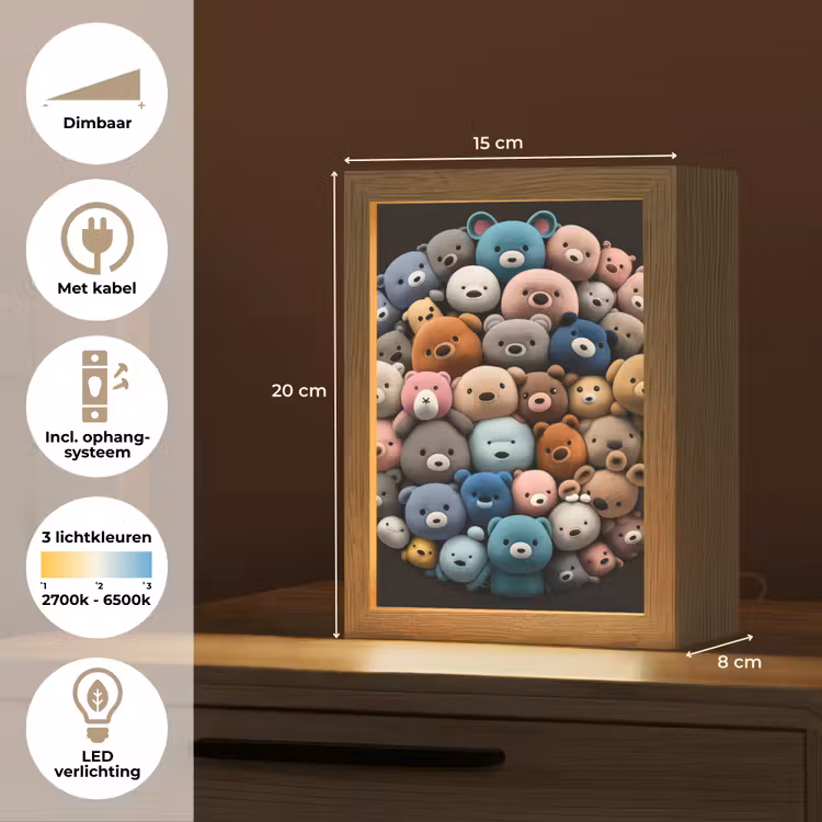 Teddybeer - Knuffel - Dieren - Meisjes - Jongens Light Box met kabel klein -USP_NL
