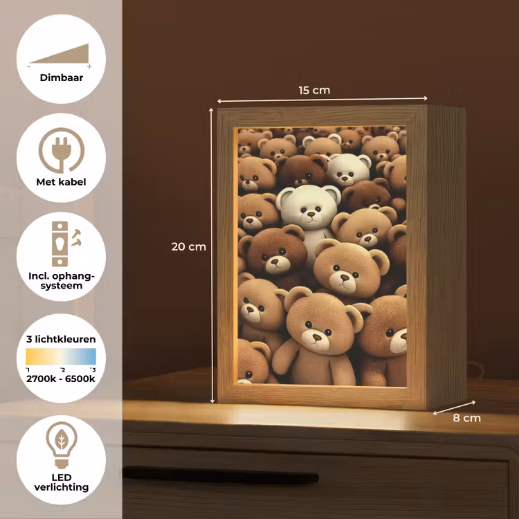 Teddybeer - Knuffel - Bruin - Beer - Jongens - Meisjes Light Box met kabel klein -USP_NL