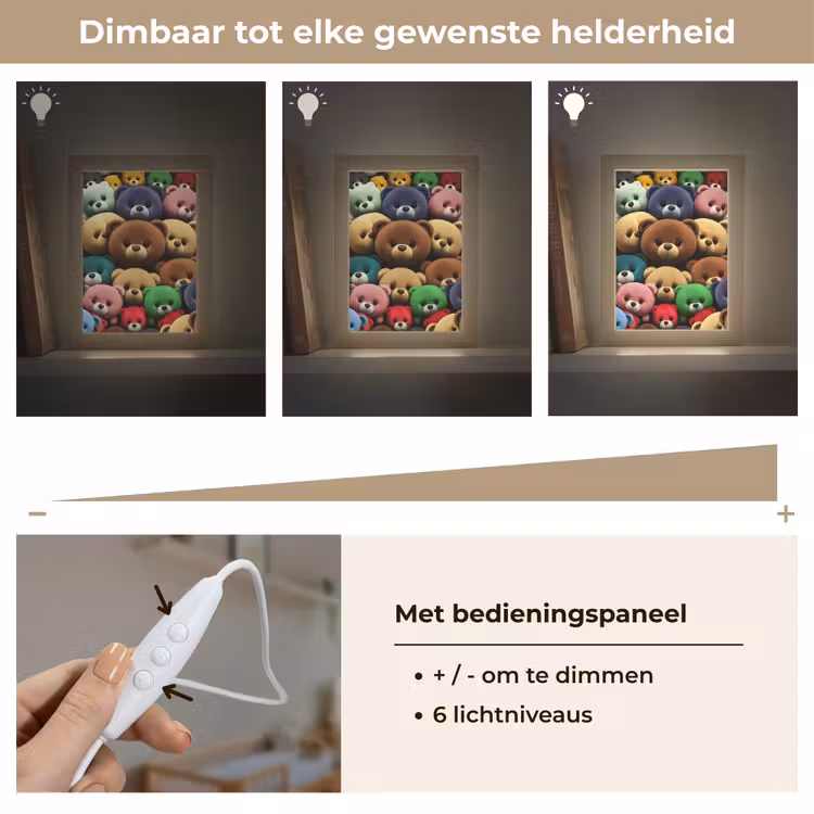 Knuffelbeer - Teddy - Design - Kids Light Box met kabel klein -USP_dimbaarNL
