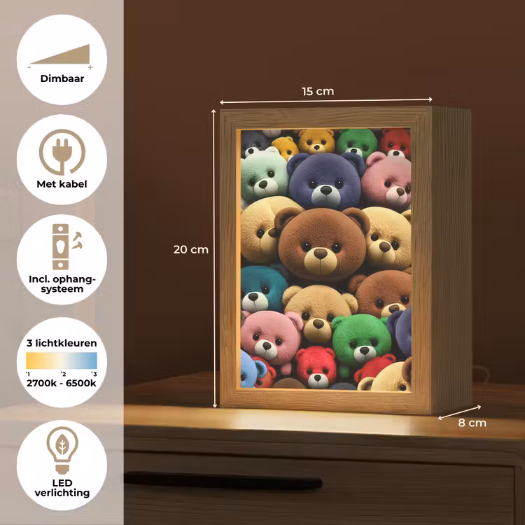 Knuffelbeer - Teddy - Design - Kids Light Box met kabel klein -USP_NL