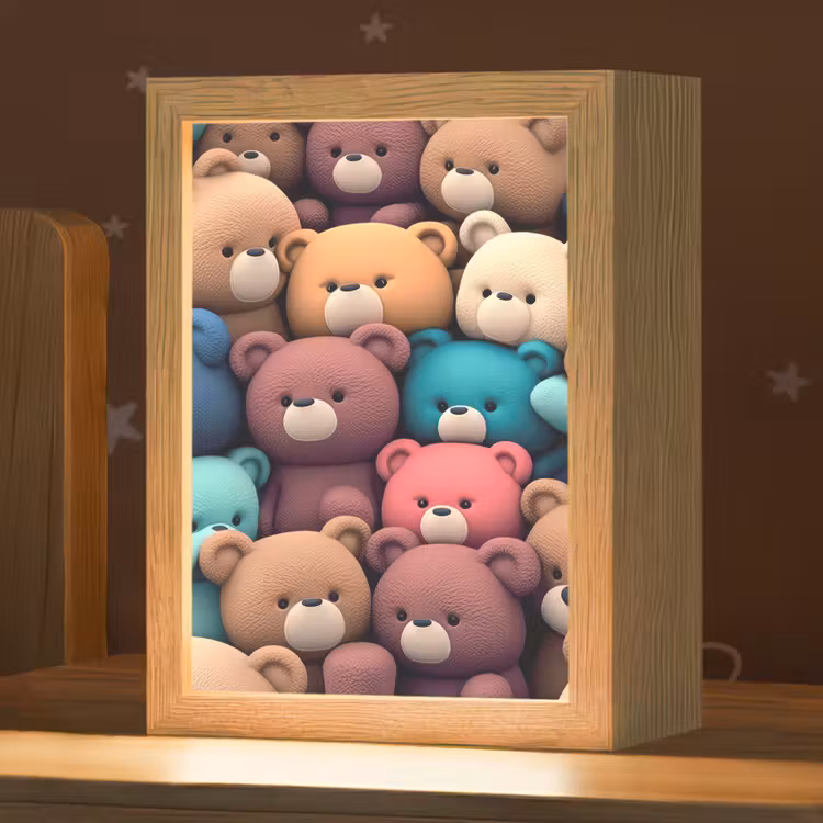 Knuffelbeer - Knuffel - Roze - Blauw - Bruin - Kind Light Box met kabel klein -zzz_3d_website