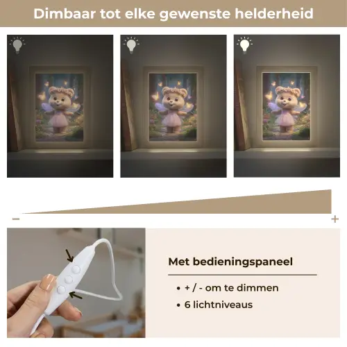 Teddybeer - Bloemenkrans - Vlinders - Elfenvleugels Light Box met kabel klein -USP_dimbaarNL