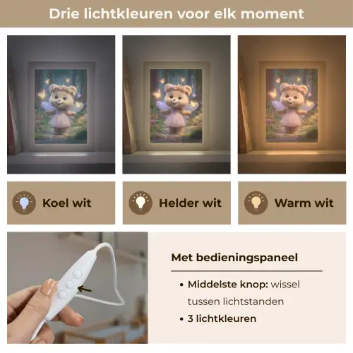 Teddybeer - Bloemenkrans - Vlinders - Elfenvleugels Light Box met kabel klein -USP_lichtkleurNL