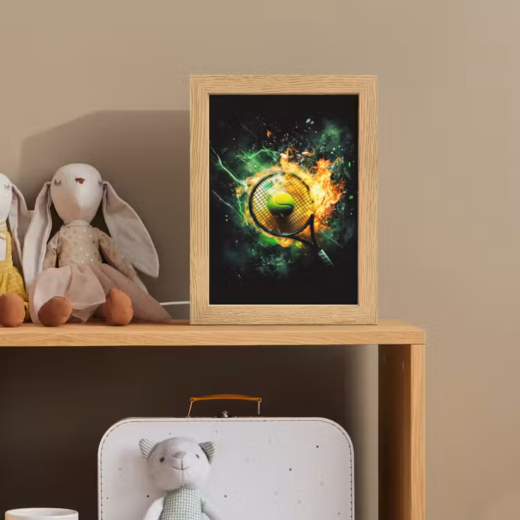 Tennis - Racket - Vuur - Groen Light Box met kabel klein -sfeer2_kind