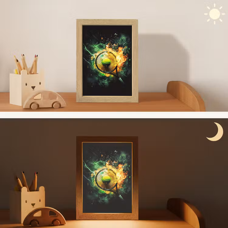 Tennis - Racket - Vuur - Groen Light Box met kabel klein -sfeer3_kind