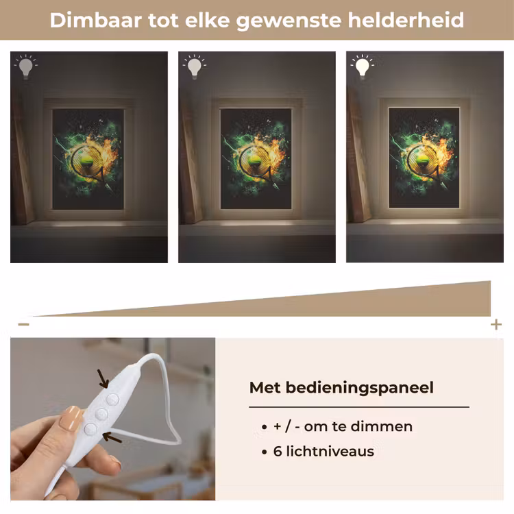 Tennis - Racket - Vuur - Groen Light Box met kabel klein -USP_dimbaarNL