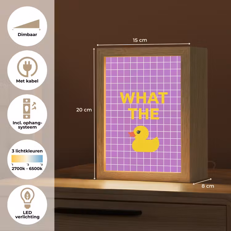 Tekst - Eend - Paars Light Box met kabel (Kinderlampje) klein -USP_NL