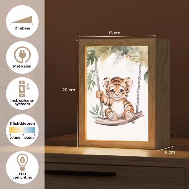 Tijger - Dier - Kinderen - Jungle Light Box met kabel klein -USP_NL