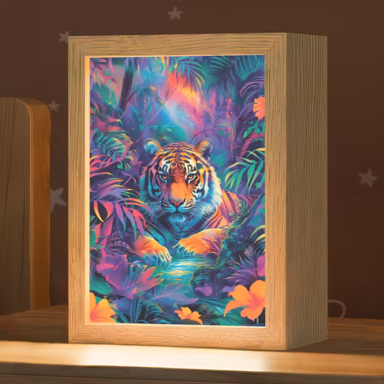 Tijger - Dier - Jungle - Kleurrijk Light Box met kabel klein -zzz_3d_website