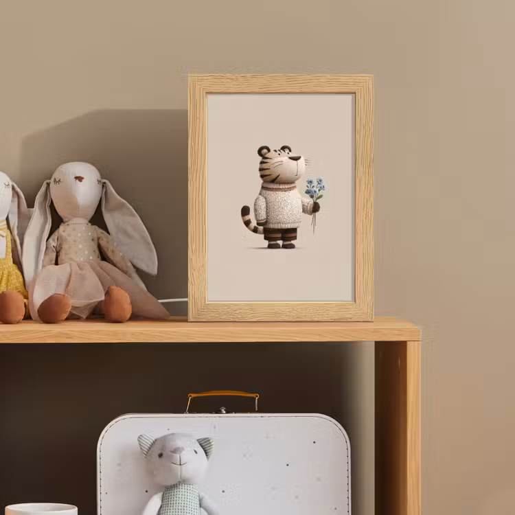 Tijger - Blauwe bloemen - Rustig Light Box met kabel klein -sfeer2_kind