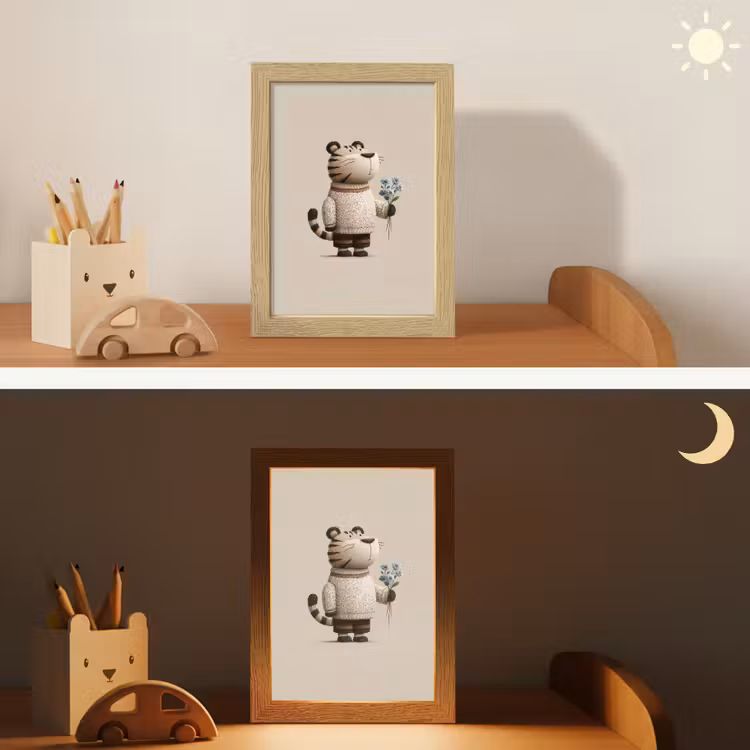 Tijger - Blauwe bloemen - Rustig Light Box met kabel klein -sfeer3_kind