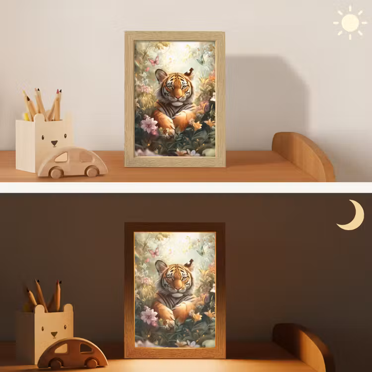 Tijger - Bloemen - Jungle - Dieren Light Box met kabel klein -sfeer3_kind