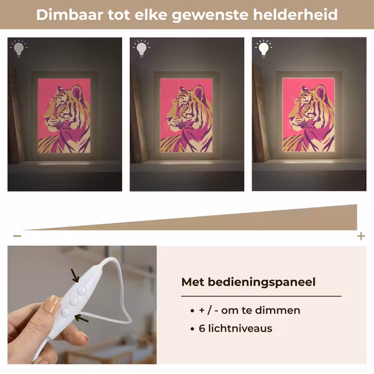 Tijger - Modern - Neon Light Box met kabel (Kinderlampje) klein -USP_dimbaarNL