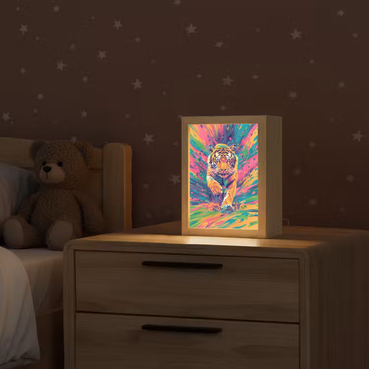 Tijger - Wilde dieren - Kleurrijk - Verflook Light Box met kabel klein -sfeer1_kind