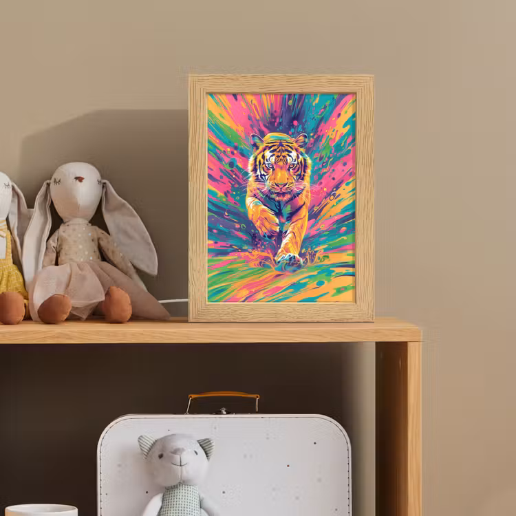 Tijger - Wilde dieren - Kleurrijk - Verflook Light Box met kabel klein -sfeer2_kind