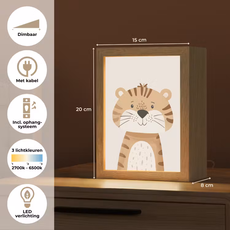 Tijger - Wilde dieren - Pastel Light Box met kabel klein -USP_NL