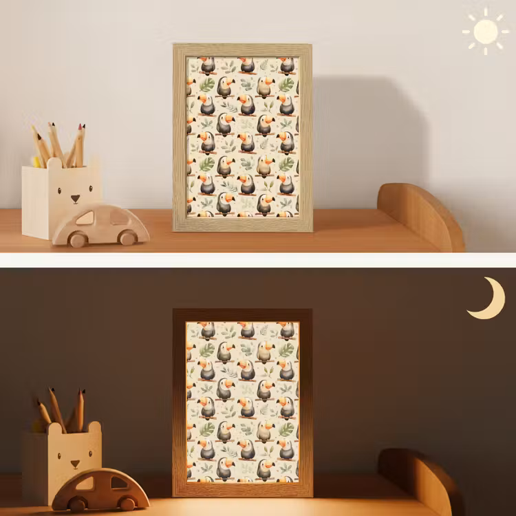 Toekans - Exotisch - Kleurrijk Light Box met kabel (Kinderlampje) klein 904 -sfeer3_kind