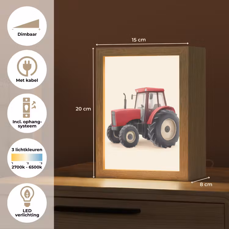 Trekker - Minimalistisch - Illustratie - Rood Light Box met kabel (Kinderlampje) klein -USP_NL