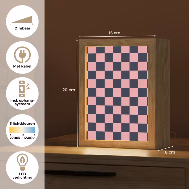 Traditioneel - Patroon - Blauw - Roze Light Box met kabel (Kinderlampje) klein 904 -USP_NL