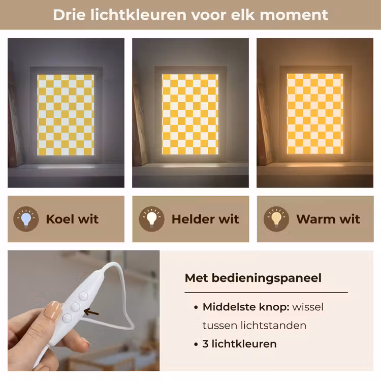Traditioneel - Patroon - Geel Light Box met kabel (Kinderlampje) klein 904 -USP_lichtkleurNL