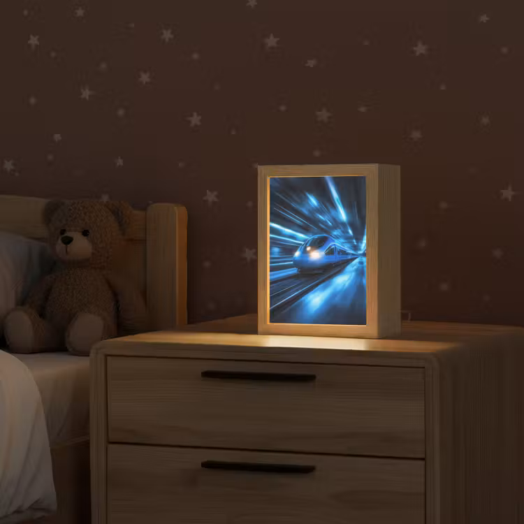 Trein - Blauw - Neon Light Box met kabel klein -sfeer1_kind