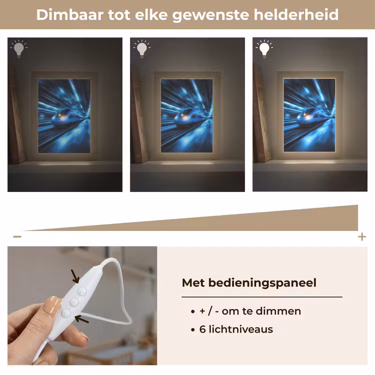 Trein - Blauw - Neon Light Box met kabel klein -USP_dimbaarNL