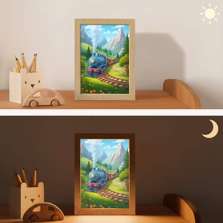 Trein - Bloemen - Kinderen - Natuur Light Box met kabel klein -sfeer3_kind