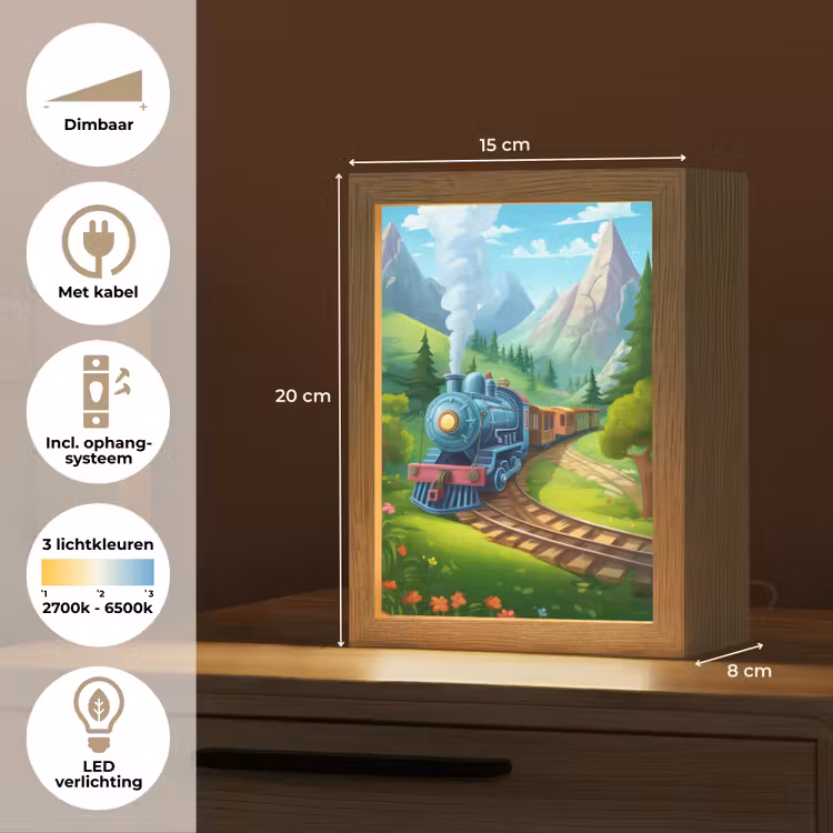 Trein - Bloemen - Kinderen - Natuur Light Box met kabel klein -USP_NL