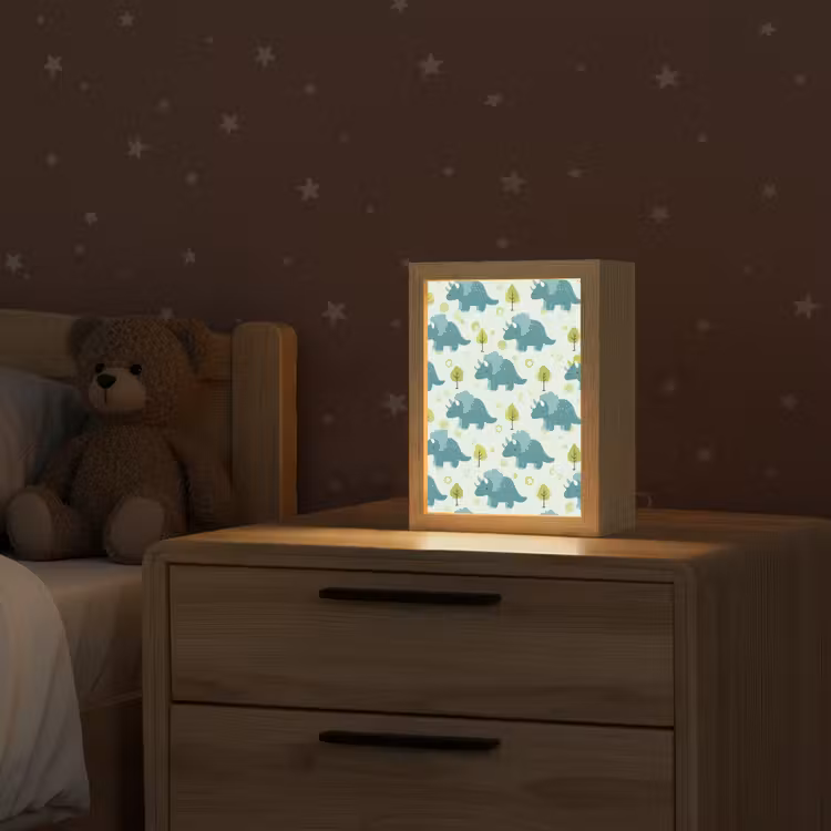 Triceratop - Blauw - Stippen - Boompjes Light Box met kabel klein -sfeer1_kind