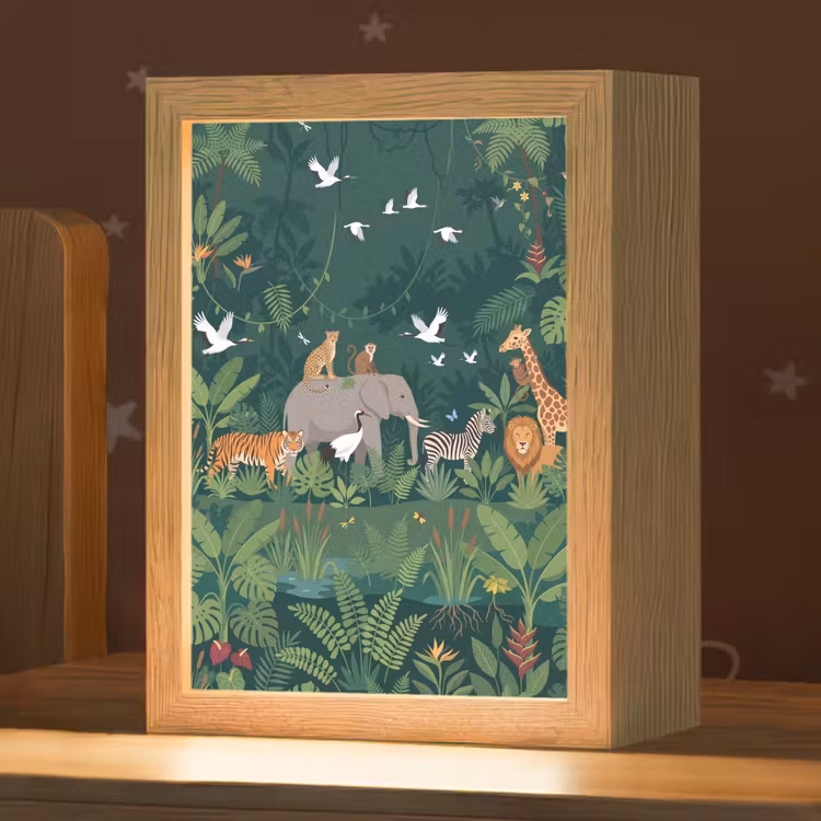 Tropisch - Jungle - Groen Light Box met kabel (Kinderlampje) klein -zzz_3d_website
