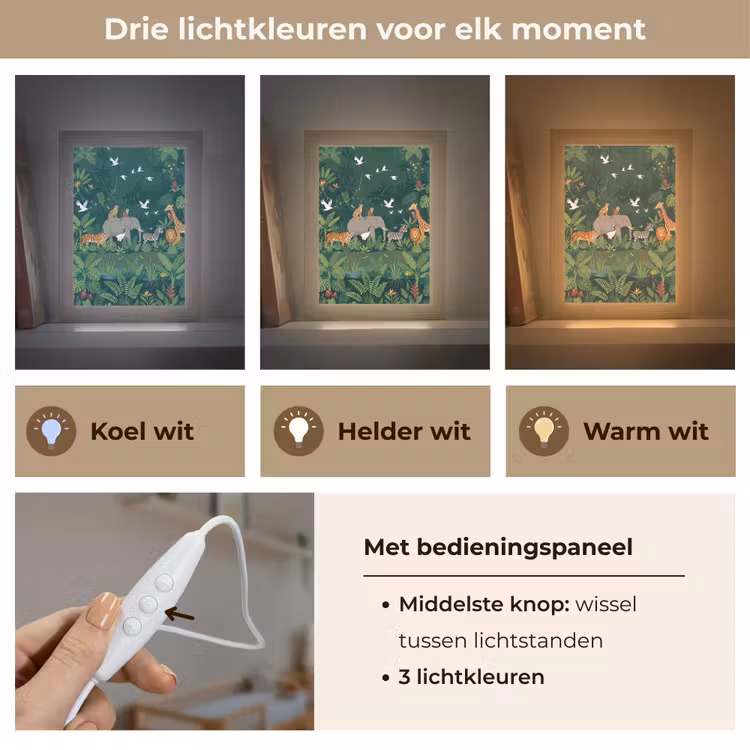 Tropisch - Jungle - Groen Light Box met kabel (Kinderlampje) klein -USP_lichtkleurNL