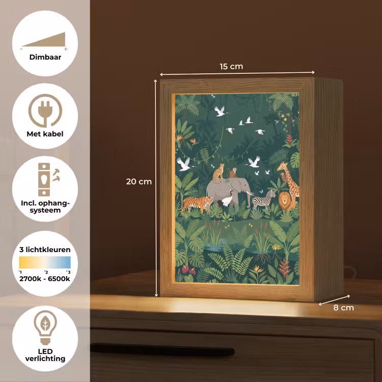 Tropisch - Jungle - Groen Light Box met kabel (Kinderlampje) klein -USP_NL