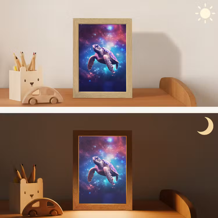 Schildpad - Dier - Galaxy - Ruimte Light Box met kabel klein -sfeer3_kind