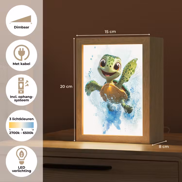 Schildpad - Cartoon - Water - Groen Light Box met kabel klein -USP_NL