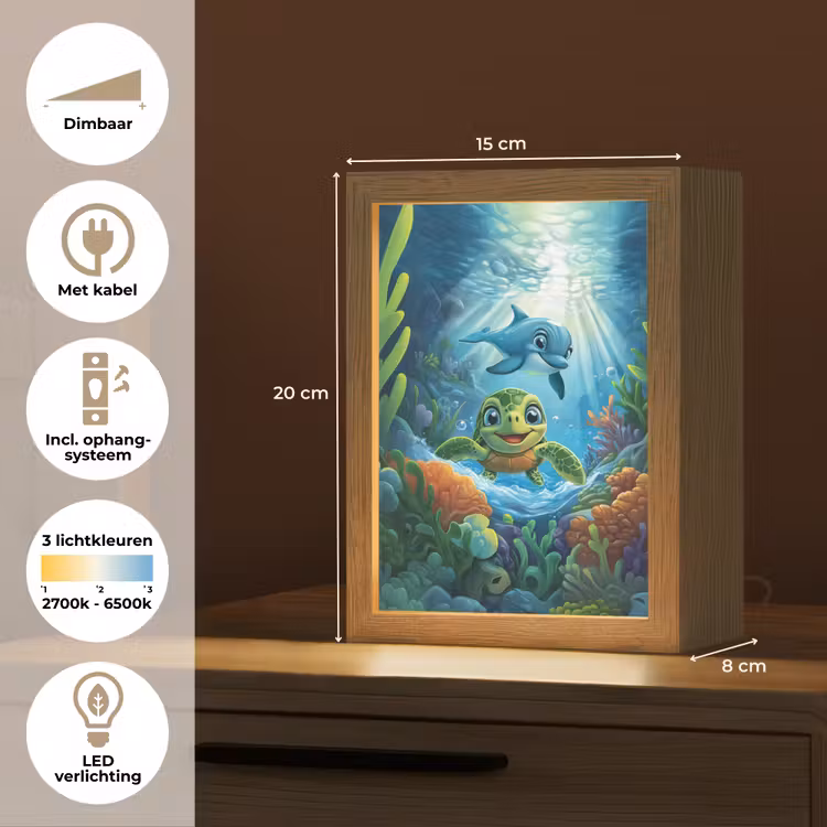 Schildpad - Dolfijn - Oceaan Light Box met kabel klein -USP_NL