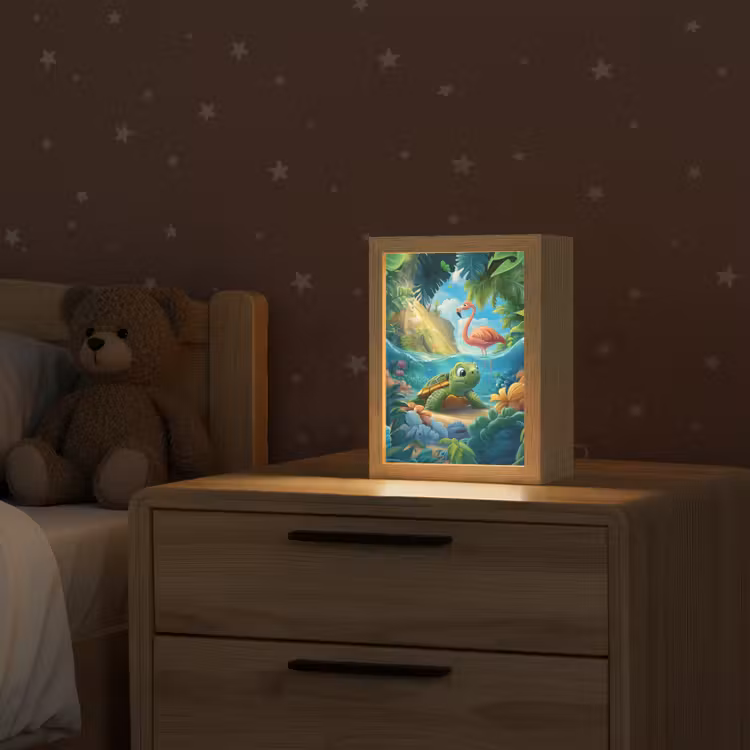 Schildpad - Flamingo - Tropisch - Oceaan Light Box met kabel klein -sfeer1_kind