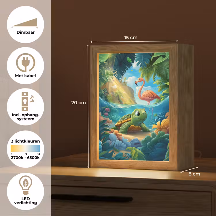 Schildpad - Flamingo - Tropisch - Oceaan Light Box met kabel klein -USP_NL
