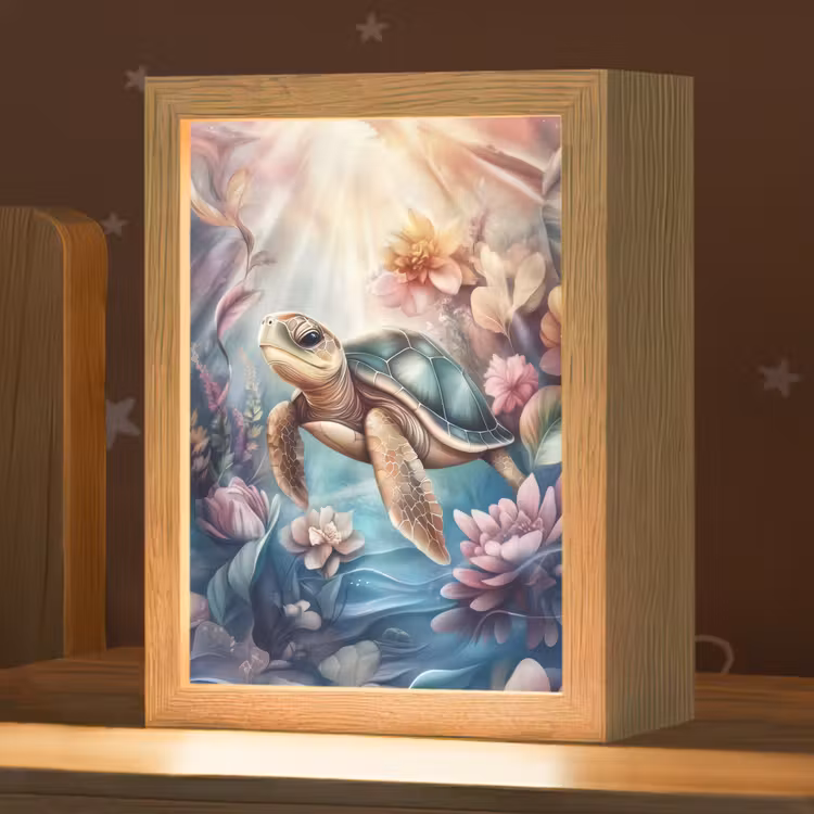 Schildpad - Bloemen - Onderwater Light Box met kabel klein -zzz_3d_website