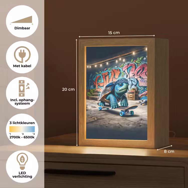 Schildpad - Graffiti - Skateboard - Jongens Light Box met kabel klein -USP_NL