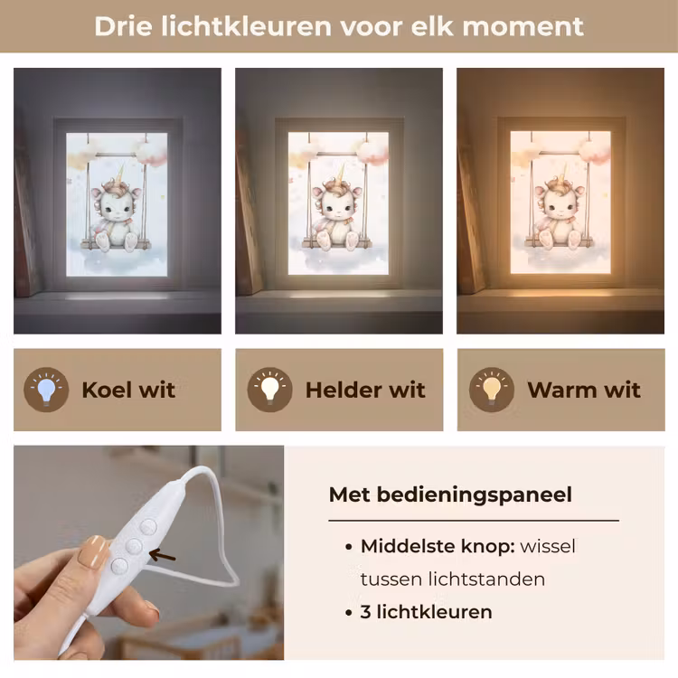 Eenhoorn - Dier - Kinderen - Unicorn Light Box met kabel klein -USP_lichtkleurNL