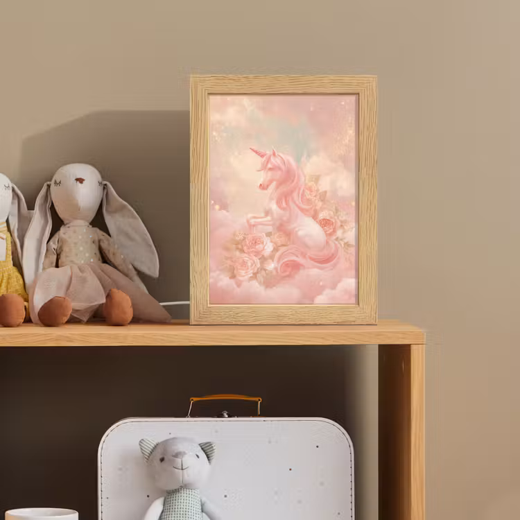 Eenhoorn - Wolken - Roze Light Box met kabel klein -sfeer2_kind
