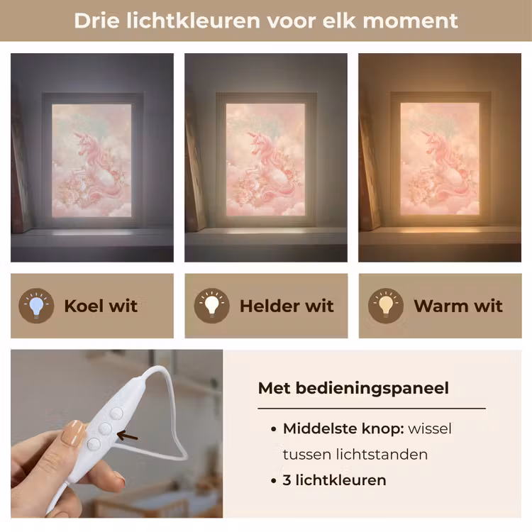 Eenhoorn - Wolken - Roze Light Box met kabel klein -USP_lichtkleurNL
