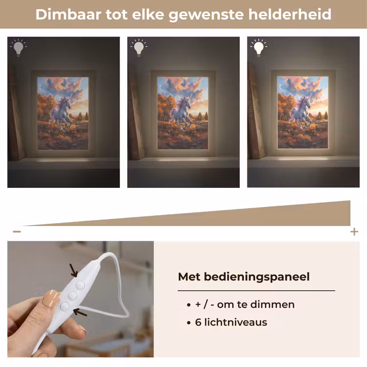 Eenhoorn - Sprookjes dier - Natuur - Meisjes Light Box met kabel klein -USP_dimbaarNL
