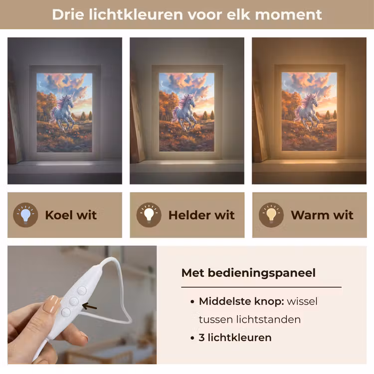 Eenhoorn - Sprookjes dier - Natuur - Meisjes Light Box met kabel klein -USP_lichtkleurNL