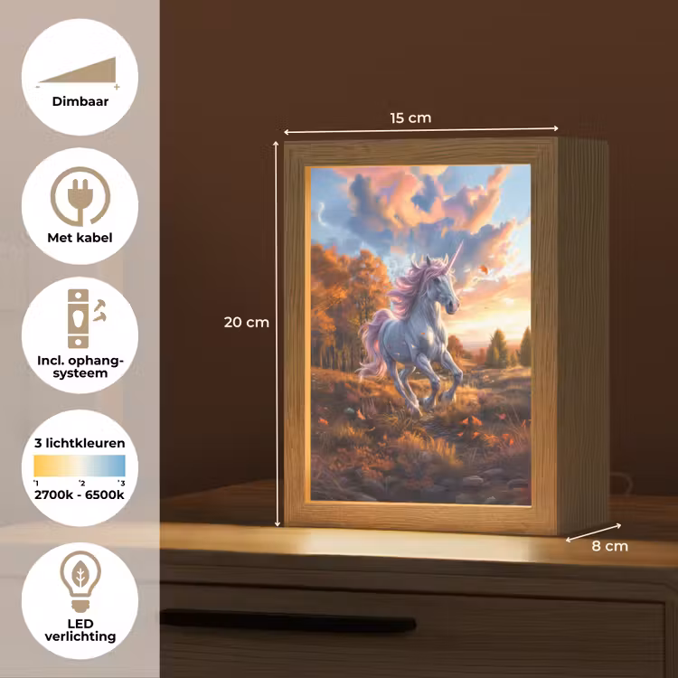 Eenhoorn - Sprookjes dier - Natuur - Meisjes Light Box met kabel klein -USP_NL
