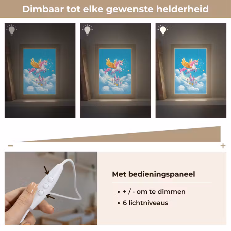 Eenhoorn - Fantasie - Kasteel Light Box met kabel klein -USP_dimbaarNL