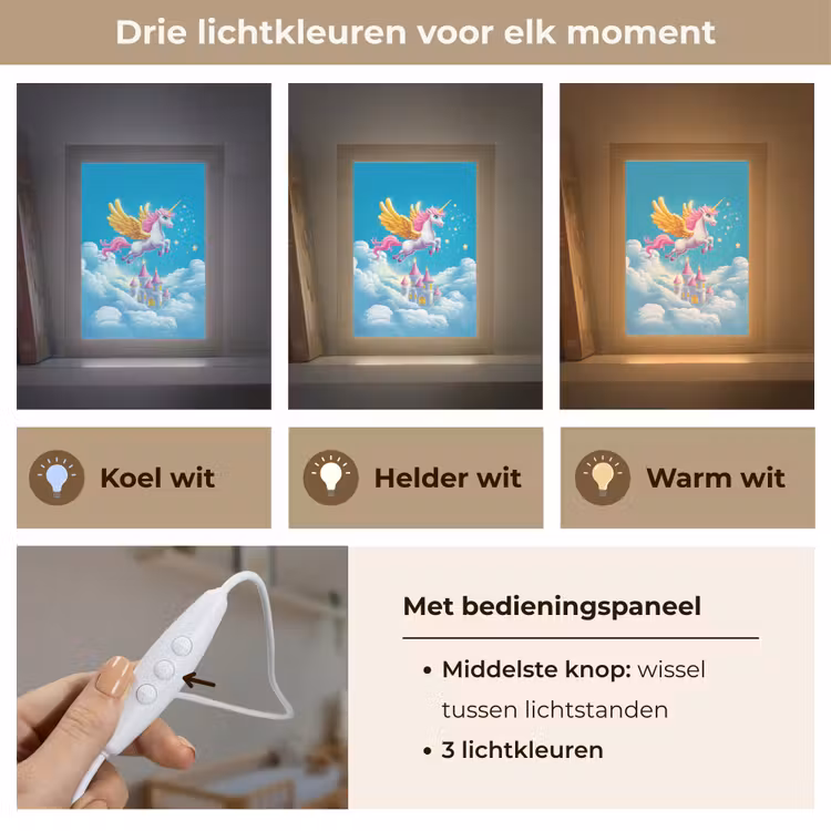 Eenhoorn - Fantasie - Kasteel Light Box met kabel klein -USP_lichtkleurNL